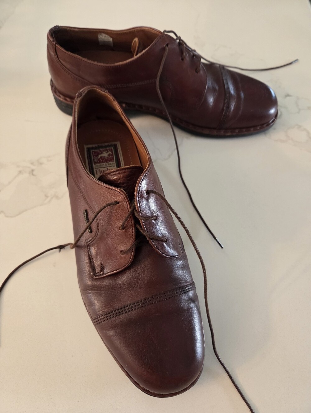 Fluchos Hand Made Men's Leather Cap-Toe Derby Dress Shoes